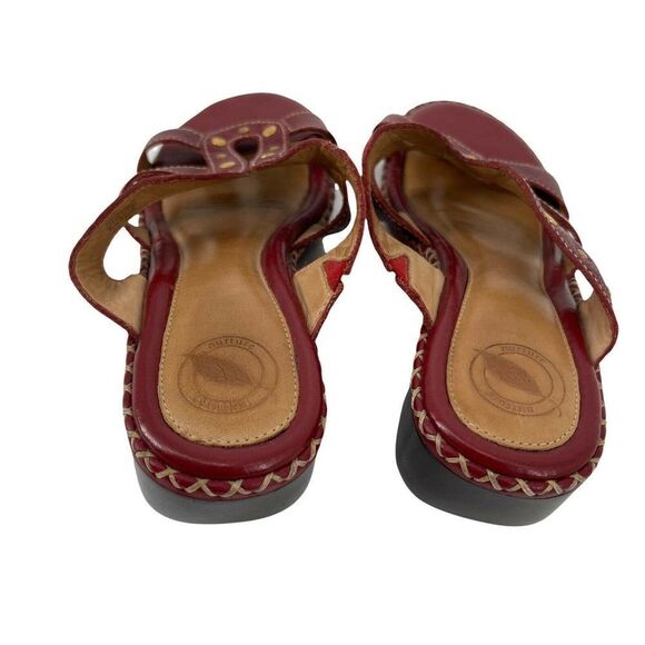 Nurture Comfort Sandals Red Leather Womens Size 8 Lewis Studded Med Wedge Heel - Picture 4 of 10